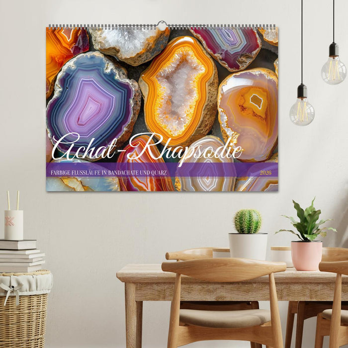 Achat-Rhapsodie - Farbige Flussläufe in Bandachaten und Quarz (CALVENDO Wandkalender 2026)