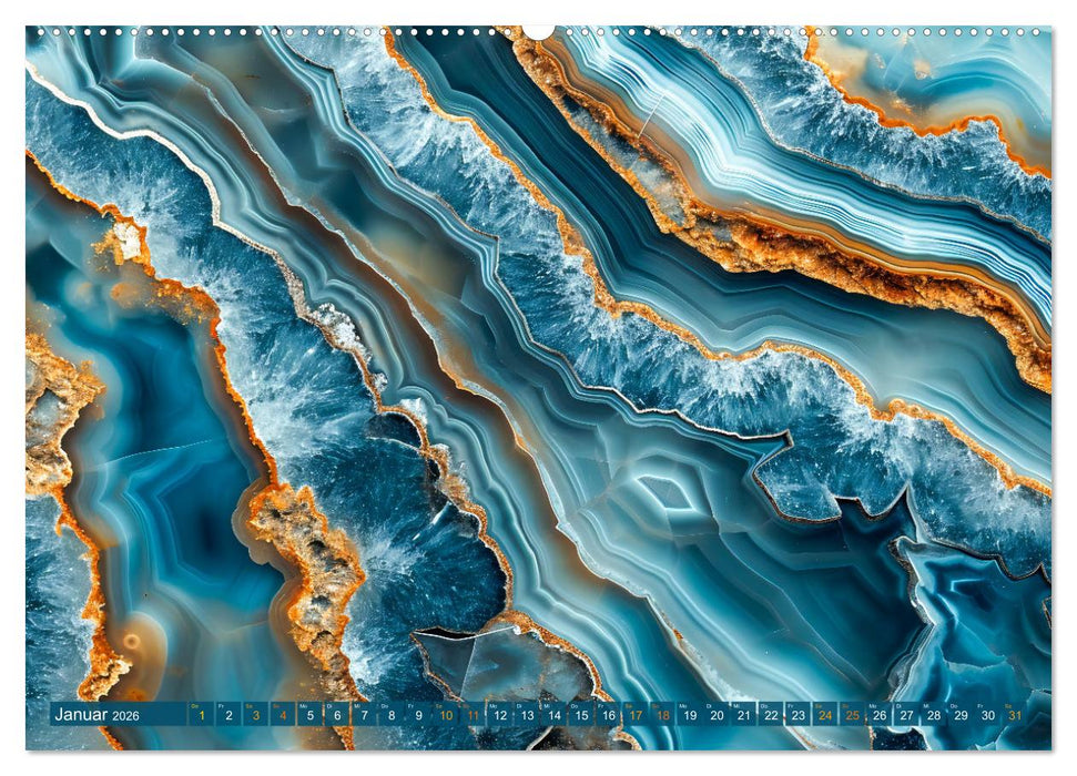 Achat-Rhapsodie - Farbige Flussläufe in Bandachaten und Quarz (CALVENDO Wandkalender 2026)
