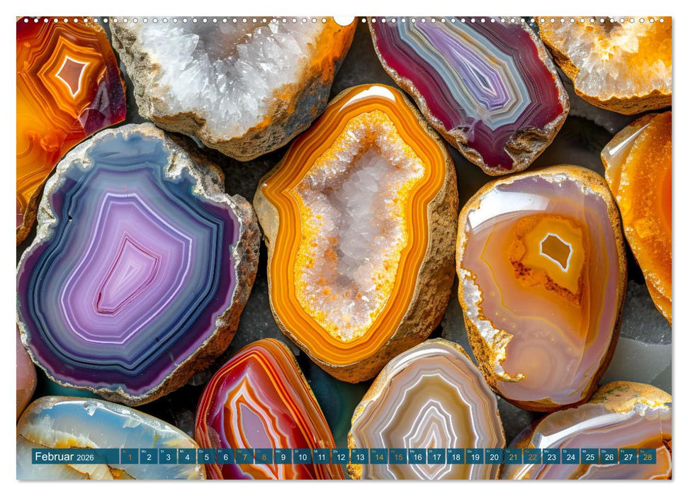 Achat-Rhapsodie - Farbige Flussläufe in Bandachaten und Quarz (CALVENDO Wandkalender 2026)