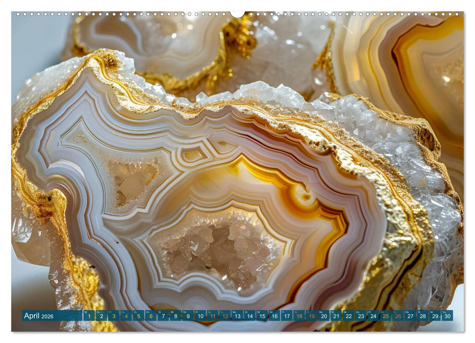 Achat-Rhapsodie - Farbige Flussläufe in Bandachaten und Quarz (CALVENDO Wandkalender 2026)