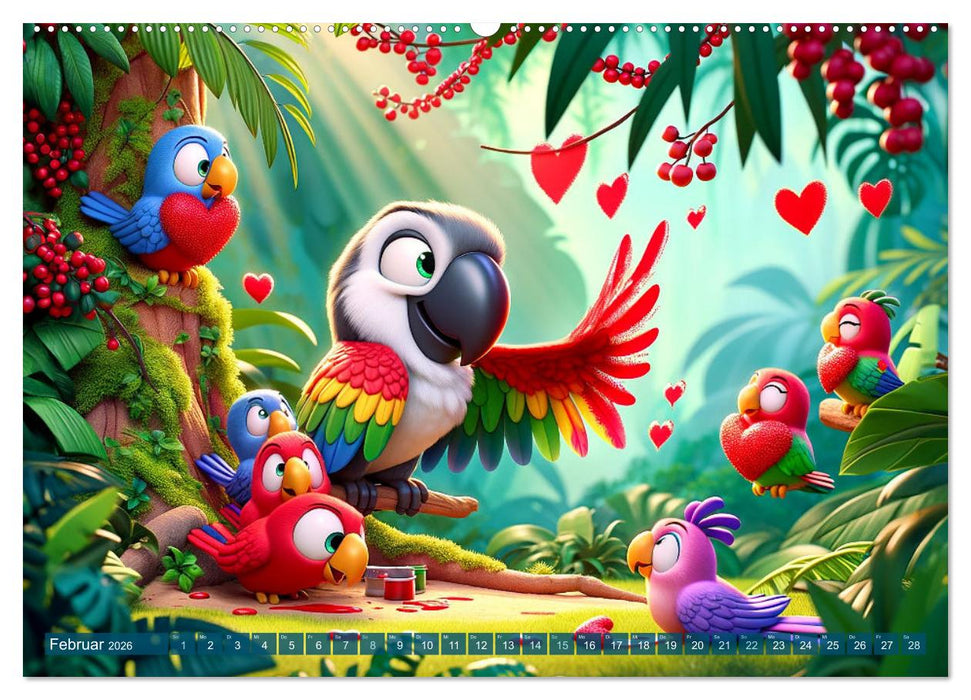 Dschungel-Freunde: Ein Jahr voller tierischer Begegnungen (CALVENDO Wandkalender 2026)