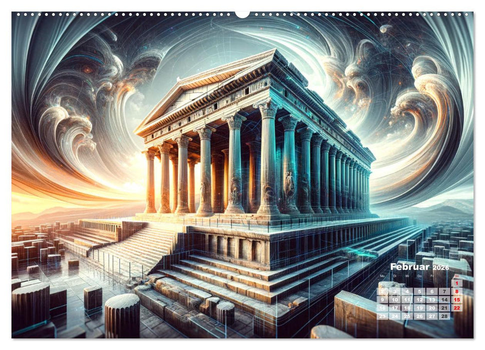 Weltwunder: Antike und neue: Visualisiert durch Moderne KI-Kunst (CALVENDO Wandkalender 2026)