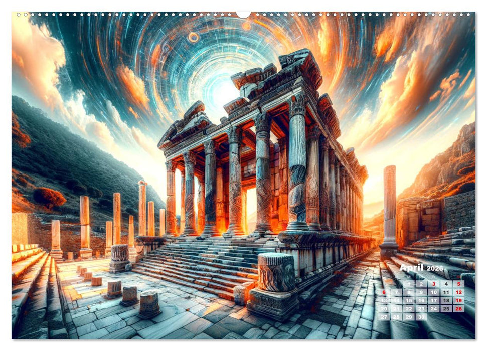 Weltwunder: Antike und neue: Visualisiert durch Moderne KI-Kunst (CALVENDO Wandkalender 2026)
