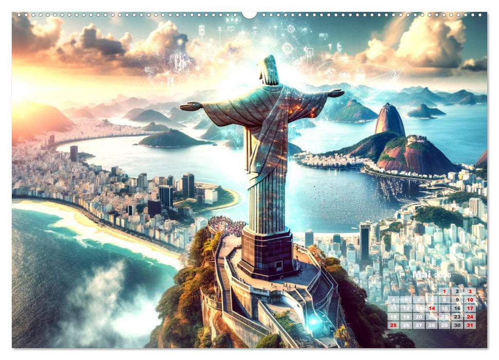 Weltwunder: Antike und neue: Visualisiert durch Moderne KI-Kunst (CALVENDO Wandkalender 2026)