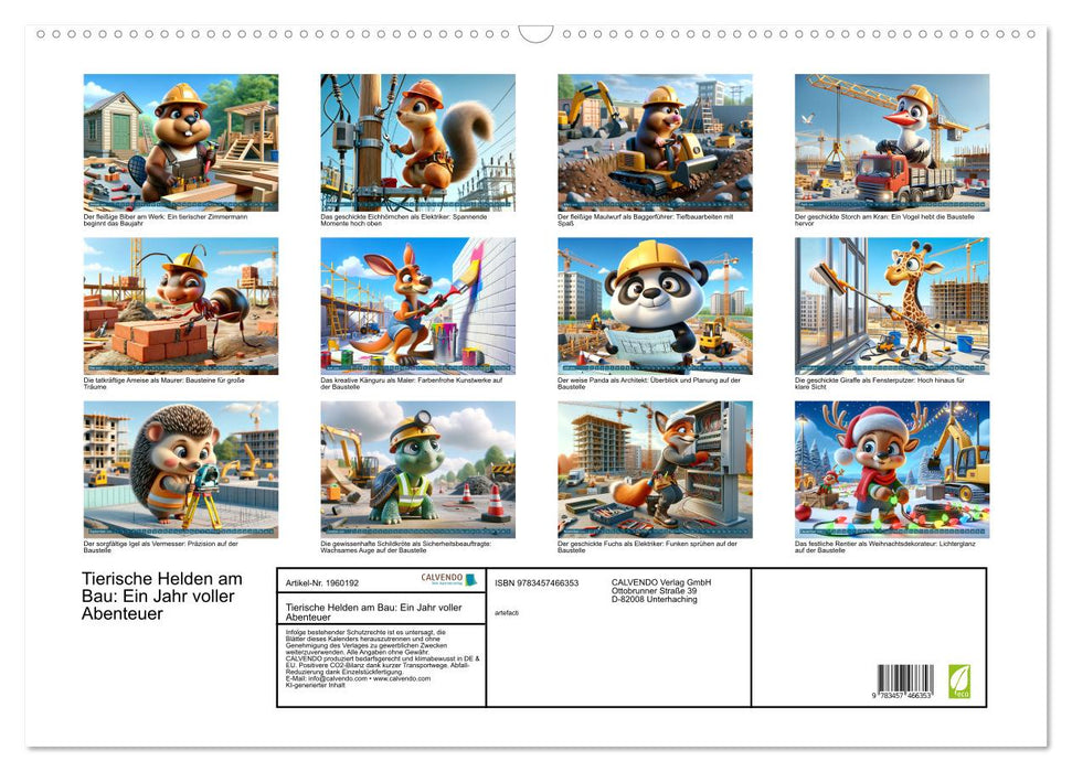 Tierische Helden am Bau: Ein Jahr voller Abenteuer (CALVENDO Wandkalender 2026)
