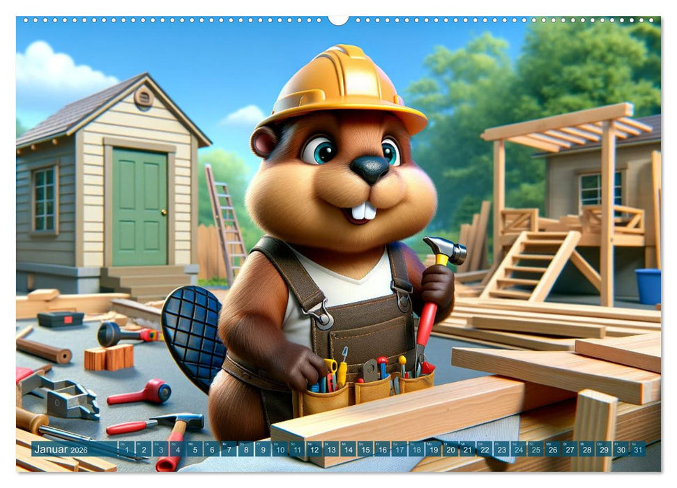 Tierische Helden am Bau: Ein Jahr voller Abenteuer (CALVENDO Wandkalender 2026)