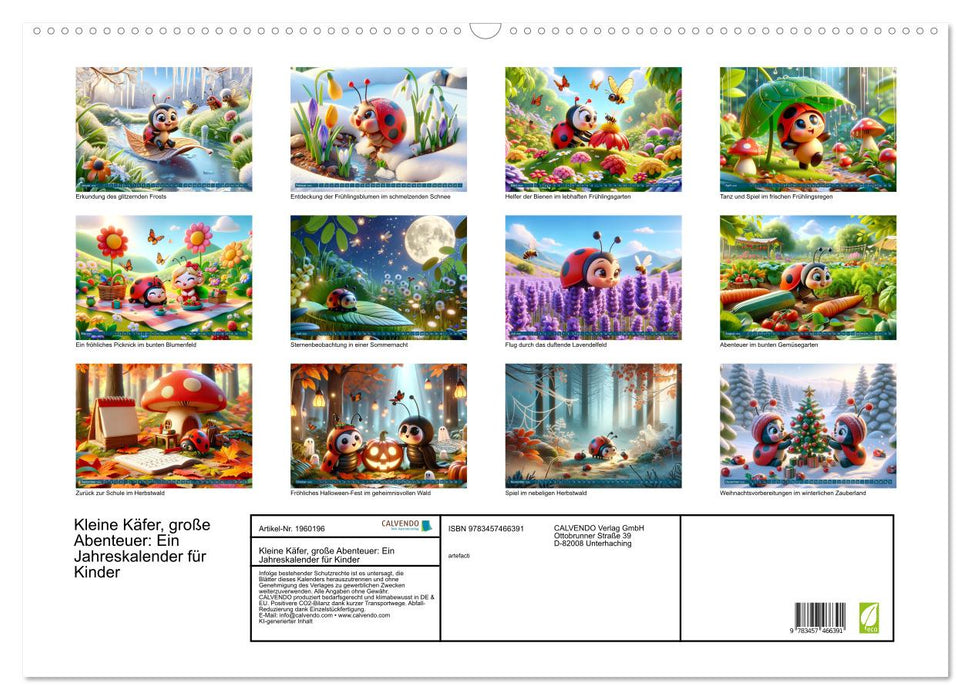 Kleine Käfer, große Abenteuer: Ein Jahreskalender für Kinder (CALVENDO Wandkalender 2026)