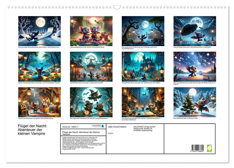 Flügel der Nacht: Abenteuer der kleinen Vampire (CALVENDO Wandkalender 2026)