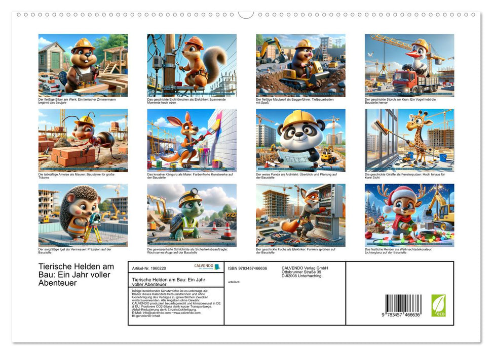 Tierische Helden am Bau: Ein Jahr voller Abenteuer (CALVENDO Premium Wandkalender 2026)