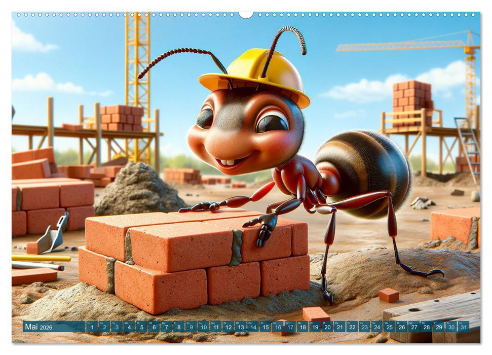 Tierische Helden am Bau: Ein Jahr voller Abenteuer (CALVENDO Premium Wandkalender 2026)