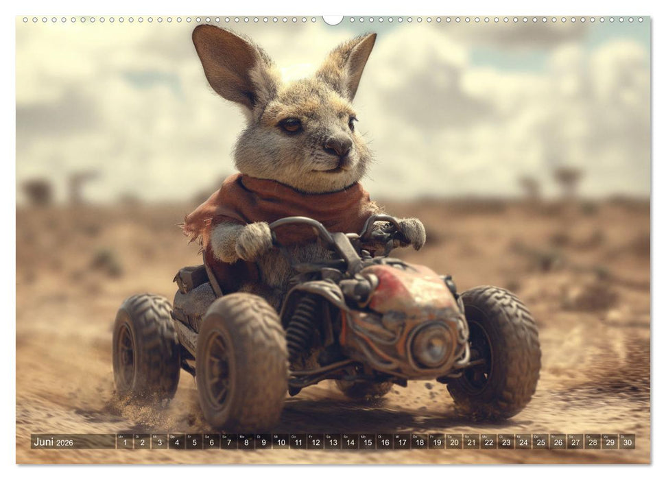 Tierische Rennfahrer - Mit Tieren im Oldtimer durch das Jahr (CALVENDO Wandkalender 2026)