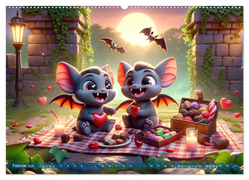 Flügel der Nacht: Abenteuer der kleinen Vampire (CALVENDO Premium Wandkalender 2026)