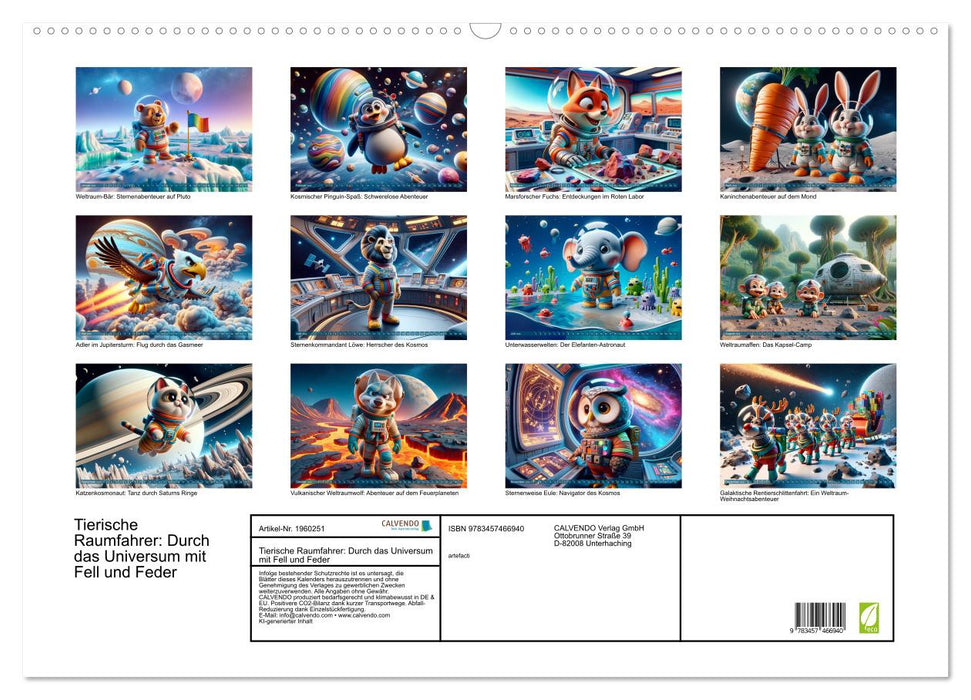 Tierische Raumfahrer: Durch das Universum mit Fell und Feder (CALVENDO Wandkalender 2026)