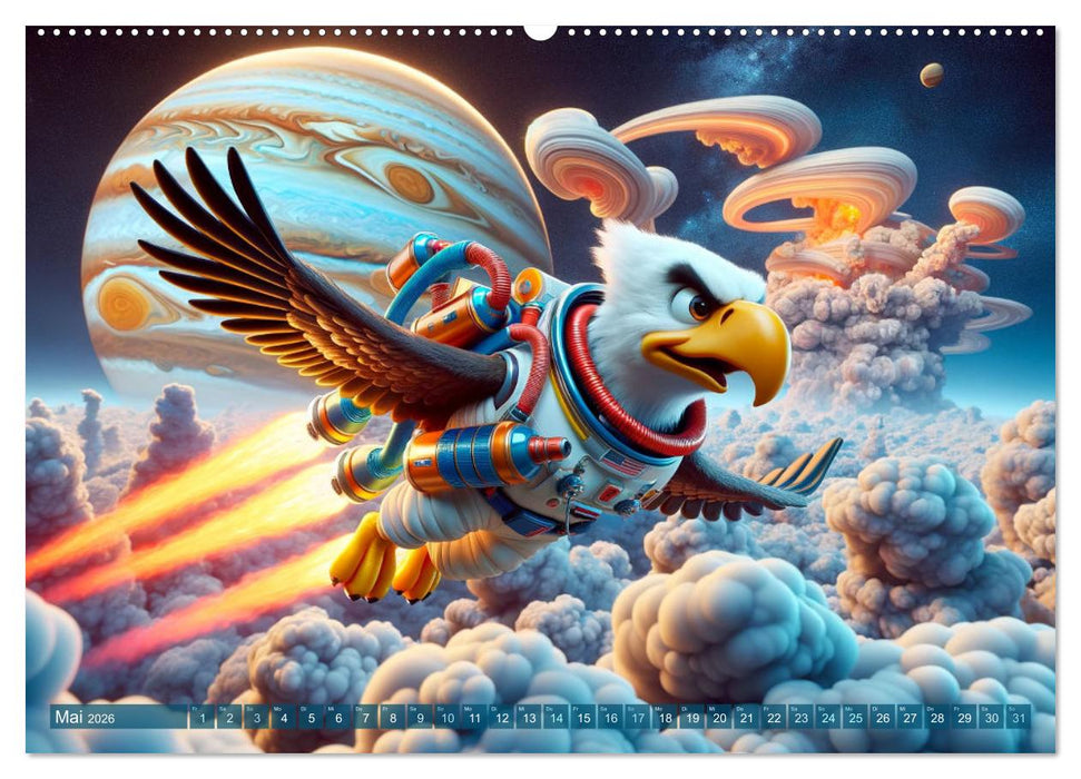 Tierische Raumfahrer: Durch das Universum mit Fell und Feder (CALVENDO Wandkalender 2026)