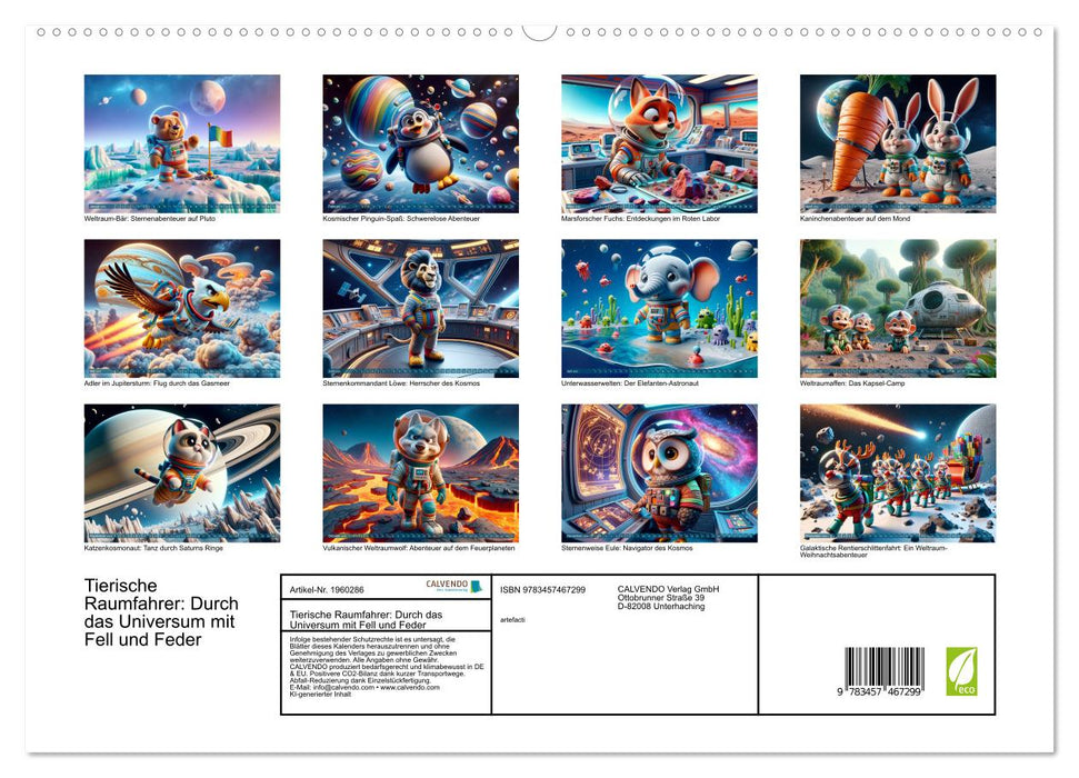Tierische Raumfahrer: Durch das Universum mit Fell und Feder (CALVENDO Premium Wandkalender 2026)
