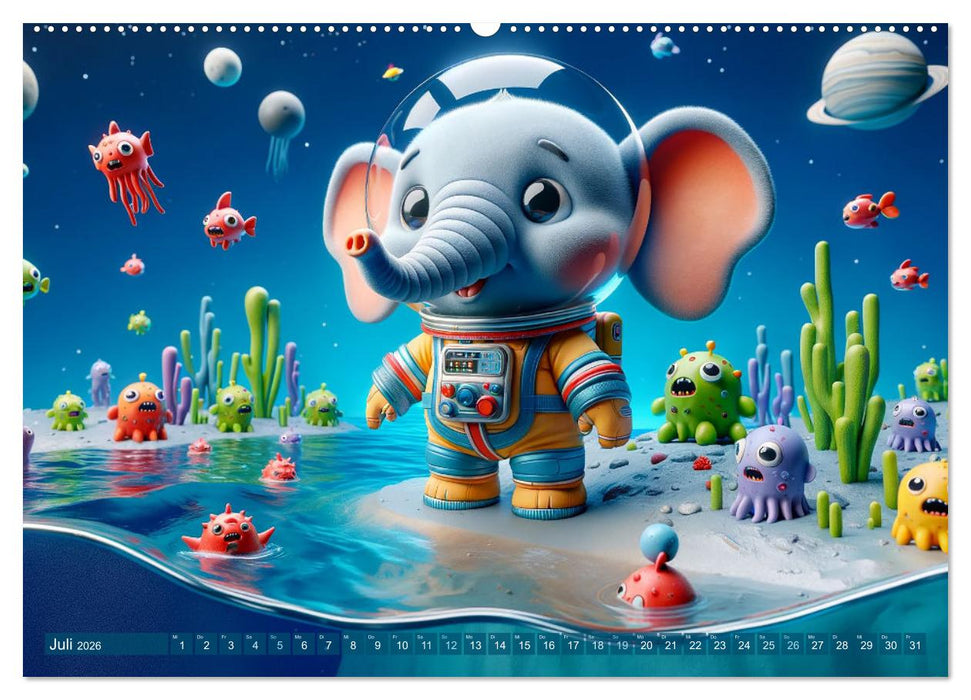 Tierische Raumfahrer: Durch das Universum mit Fell und Feder (CALVENDO Premium Wandkalender 2026)