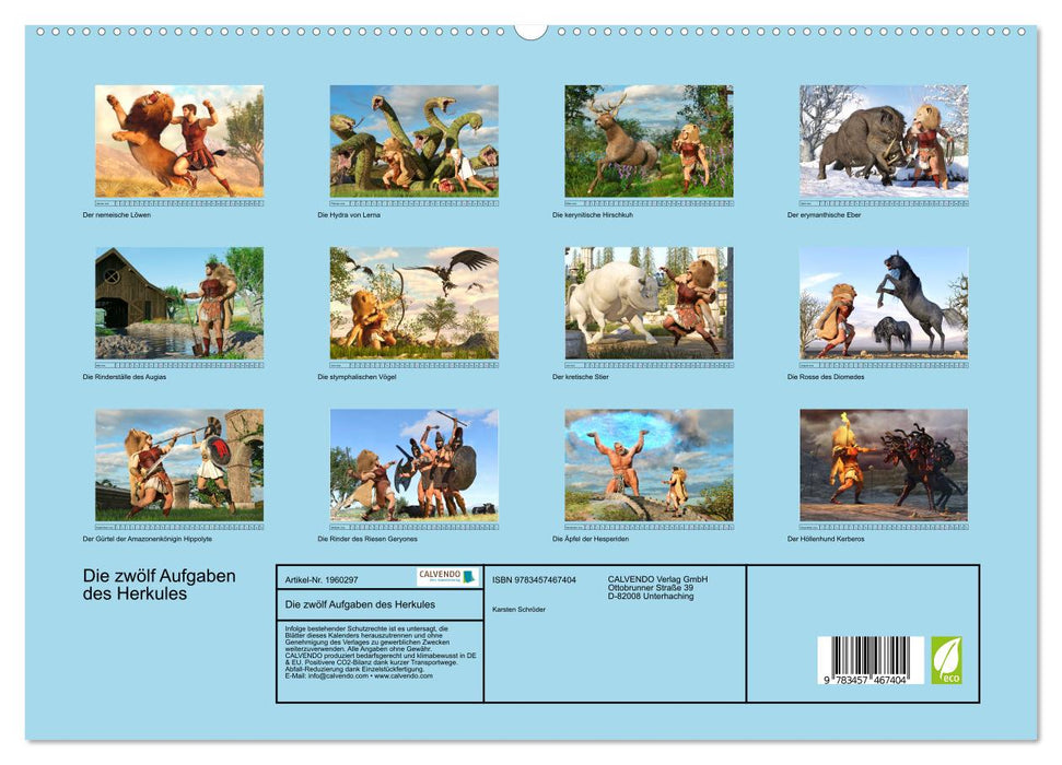 Die zwölf Aufgaben des Herkules (CALVENDO Premium Wandkalender 2026)