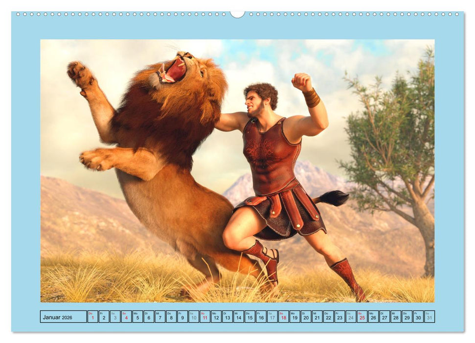 Die zwölf Aufgaben des Herkules (CALVENDO Premium Wandkalender 2026)