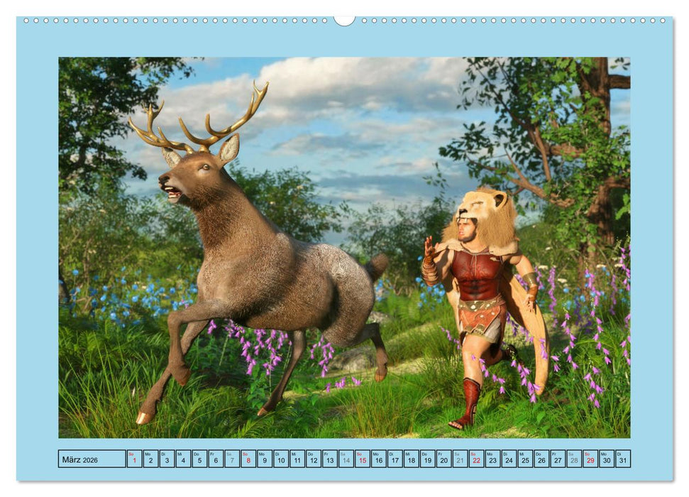 Die zwölf Aufgaben des Herkules (CALVENDO Premium Wandkalender 2026)
