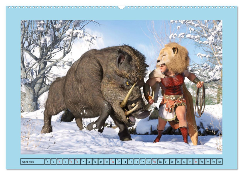 Die zwölf Aufgaben des Herkules (CALVENDO Premium Wandkalender 2026)