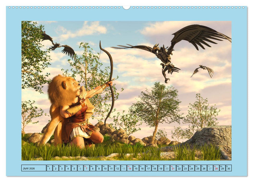 Die zwölf Aufgaben des Herkules (CALVENDO Premium Wandkalender 2026)