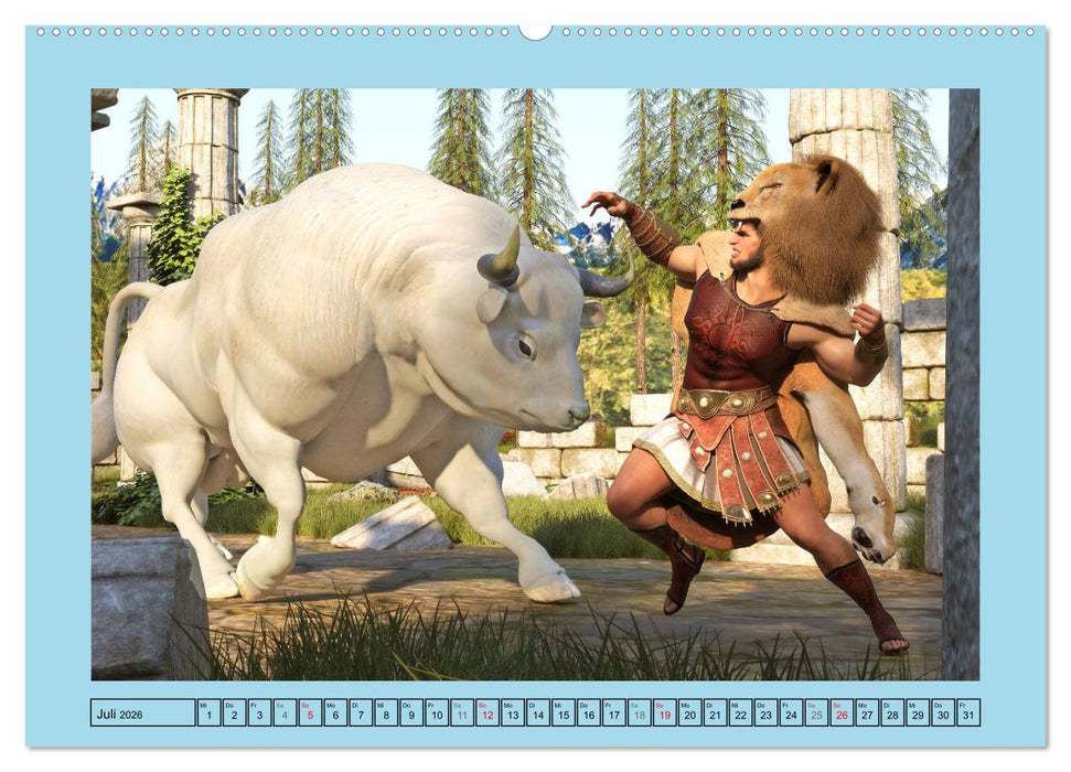 Die zwölf Aufgaben des Herkules (CALVENDO Premium Wandkalender 2026)