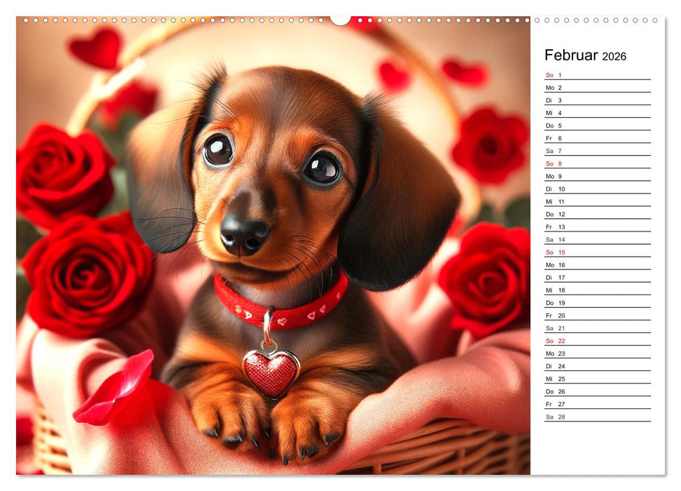 Hundewelpen zum Verlieben - KI Illustrationen (CALVENDO Wandkalender 2026)