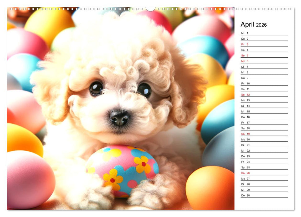 Hundewelpen zum Verlieben - KI Illustrationen (CALVENDO Wandkalender 2026)