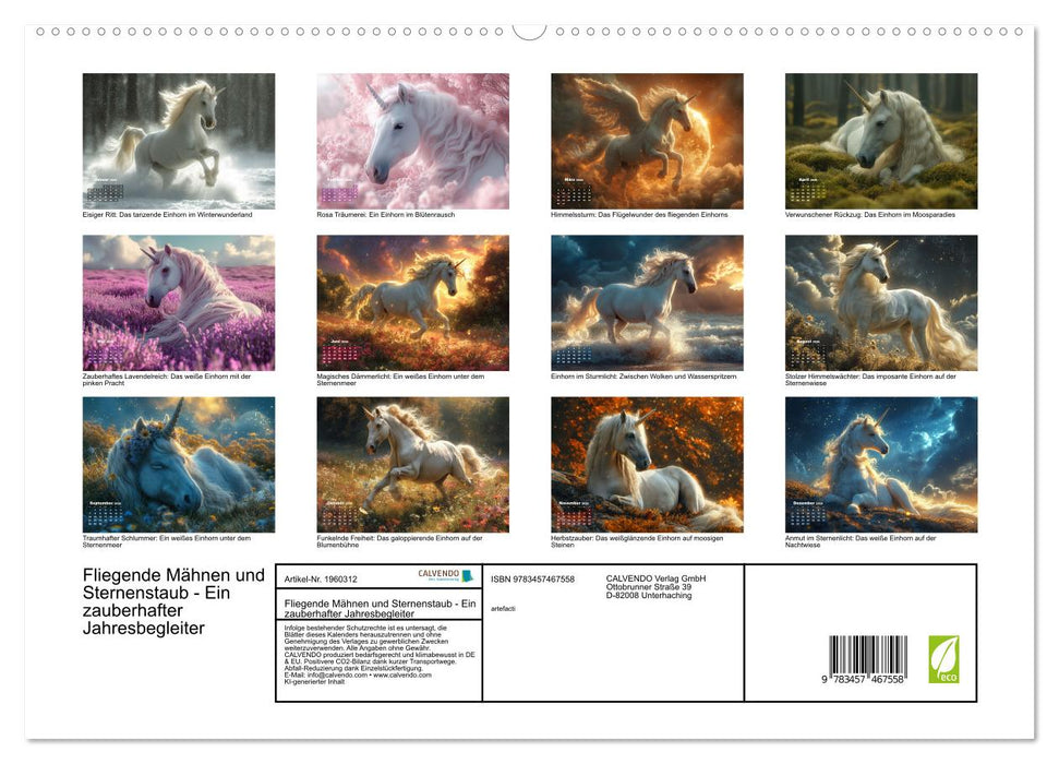 Fliegende Mähnen und Sternenstaub - Ein zauberhafter Jahresbegleiter (CALVENDO Premium Wandkalender 2026)