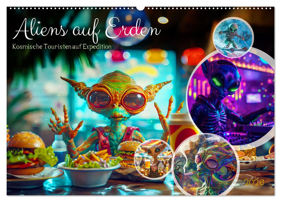 Aliens auf Erden - Kosmische Touristen auf Expedition (CALVENDO Wandkalender 2026)