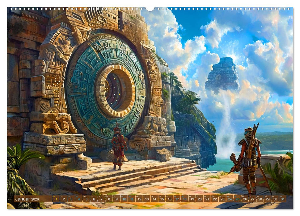 Sternenkrieger - Science Fiction Visionen der Maya und Azteken (CALVENDO Wandkalender 2026)