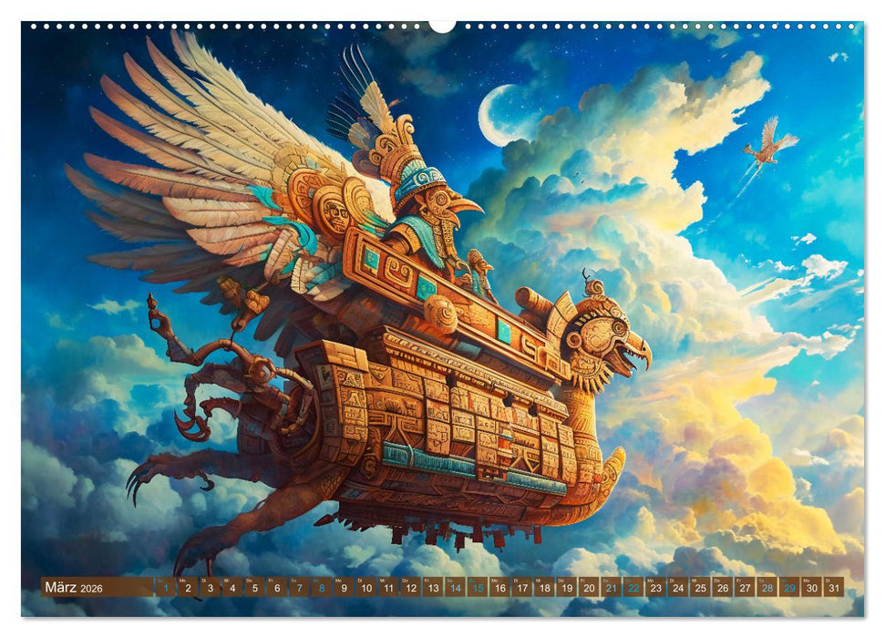 Sternenkrieger - Science Fiction Visionen der Maya und Azteken (CALVENDO Wandkalender 2026)