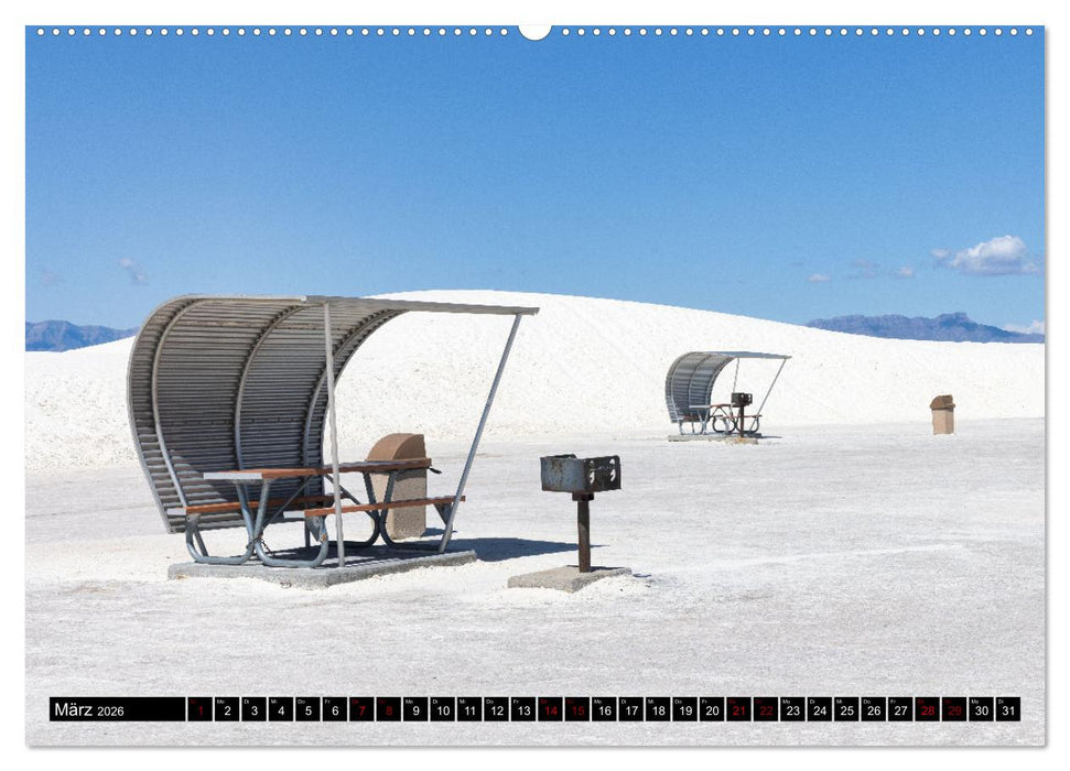 Weiße Wunderwelten - White Sands National Monument (CALVENDO Premium Wandkalender 2026)