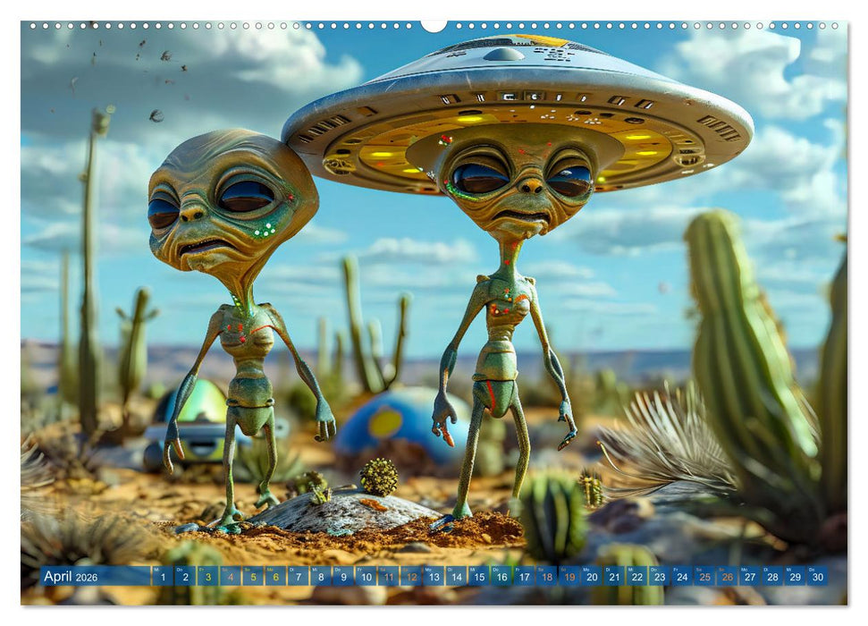Aliens auf Erden - Kosmische Touristen auf Expedition (CALVENDO Premium Wandkalender 2026)