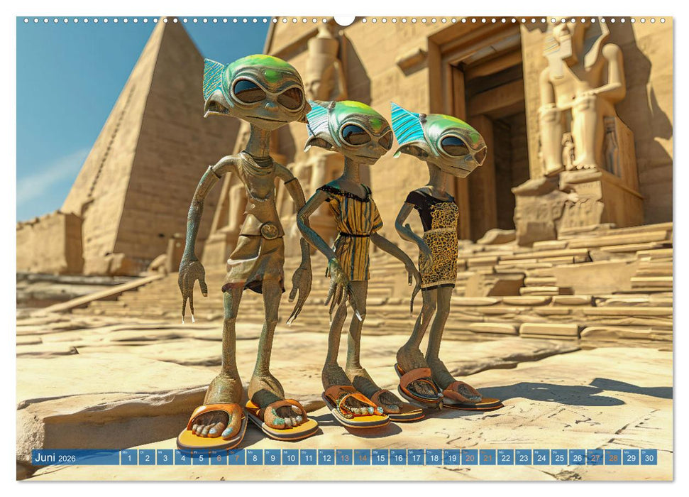 Aliens auf Erden - Kosmische Touristen auf Expedition (CALVENDO Premium Wandkalender 2026)