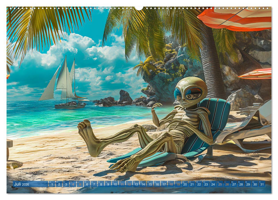 Aliens auf Erden - Kosmische Touristen auf Expedition (CALVENDO Premium Wandkalender 2026)