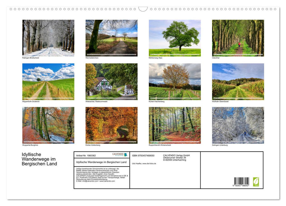 Idyllische Wanderwege im Bergischen Land (CALVENDO Wandkalender 2026)