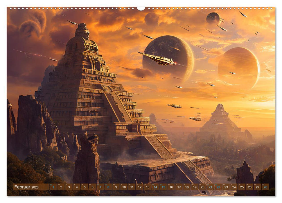 Sternenkrieger - Science Fiction Visionen der Maya und Azteken (CALVENDO Premium Wandkalender 2026)