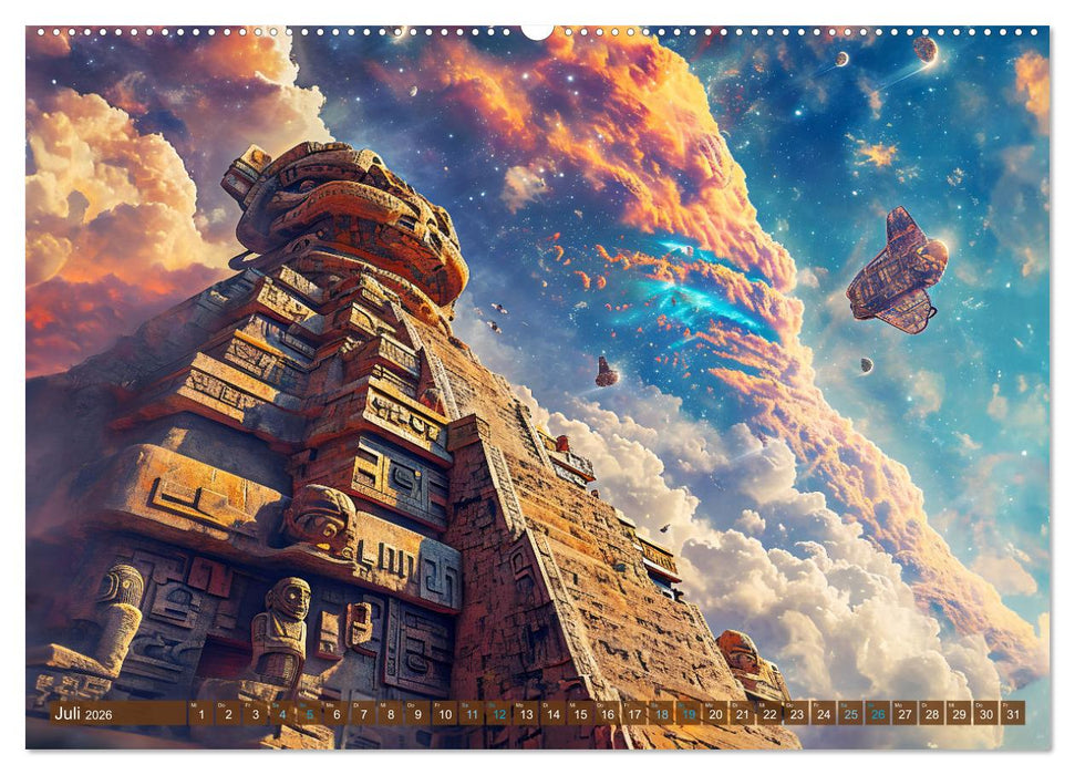 Sternenkrieger - Science Fiction Visionen der Maya und Azteken (CALVENDO Premium Wandkalender 2026)