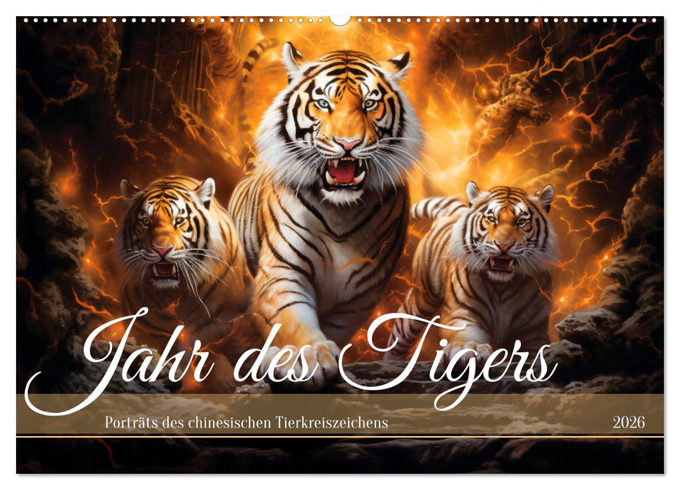 Jahr des Tigers - Porträts des chinesischen Tierkreiszeichens (CALVENDO Wandkalender 2026)