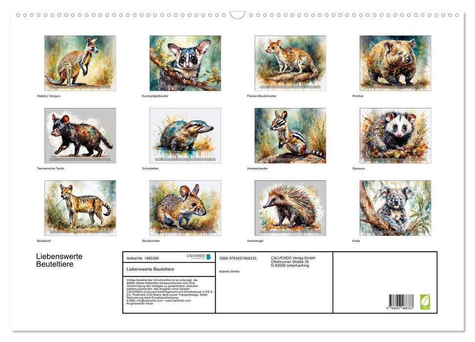 Liebenswerte Beuteltiere (CALVENDO Wandkalender 2026)