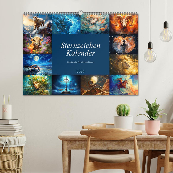Sternzeichen-Kalender - Galaktische Porträts mit Datum (CALVENDO Wandkalender 2026)