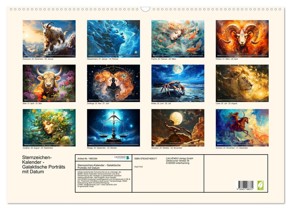 Sternzeichen-Kalender - Galaktische Porträts mit Datum (CALVENDO Wandkalender 2026)