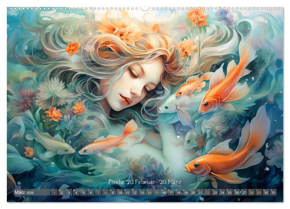 Sternzeichen-Kalender - Galaktische Porträts mit Datum (CALVENDO Wandkalender 2026)