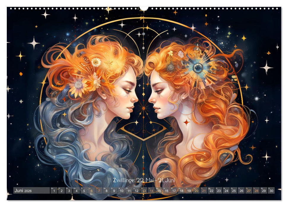 Sternzeichen-Kalender - Galaktische Porträts mit Datum (CALVENDO Wandkalender 2026)