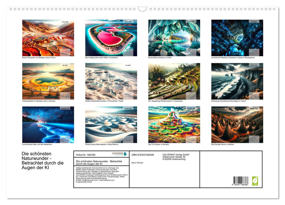 Die schönsten Naturwunder - Betrachtet durch die Augen der KI (CALVENDO Wandkalender 2026)