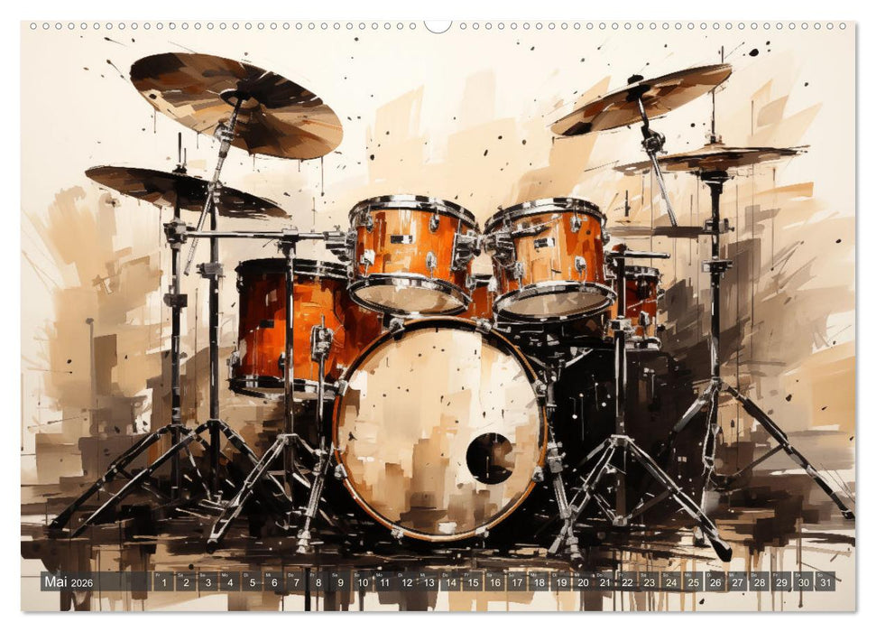 Taktvolle Kunst: Der bunte Schlagzeugkalender (CALVENDO Wandkalender 2026)