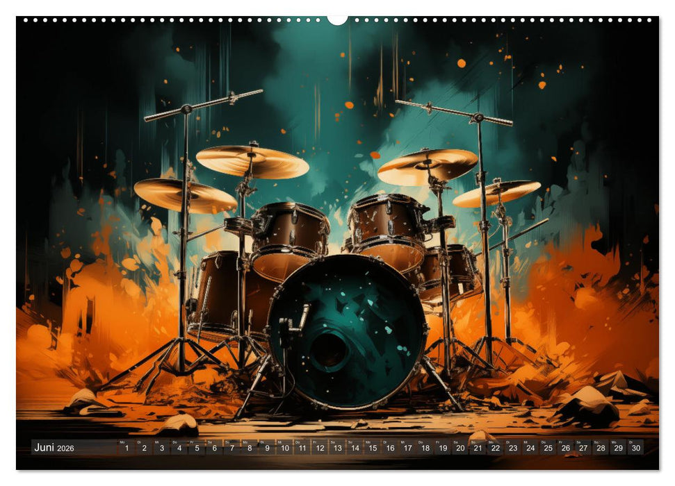 Taktvolle Kunst: Der bunte Schlagzeugkalender (CALVENDO Wandkalender 2026)