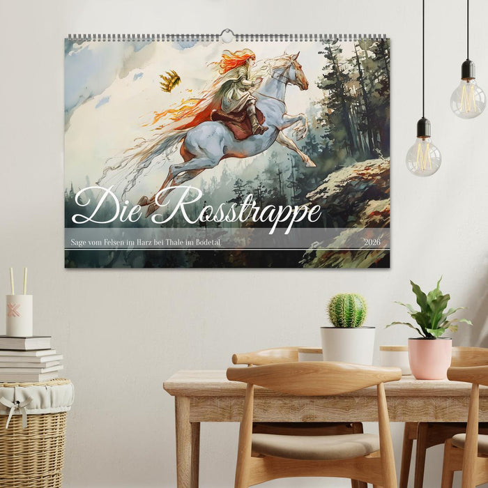 Die Rosstrappe - Sage vom Felsen im Harz bei Thale im Bodetal (CALVENDO Wandkalender 2026)