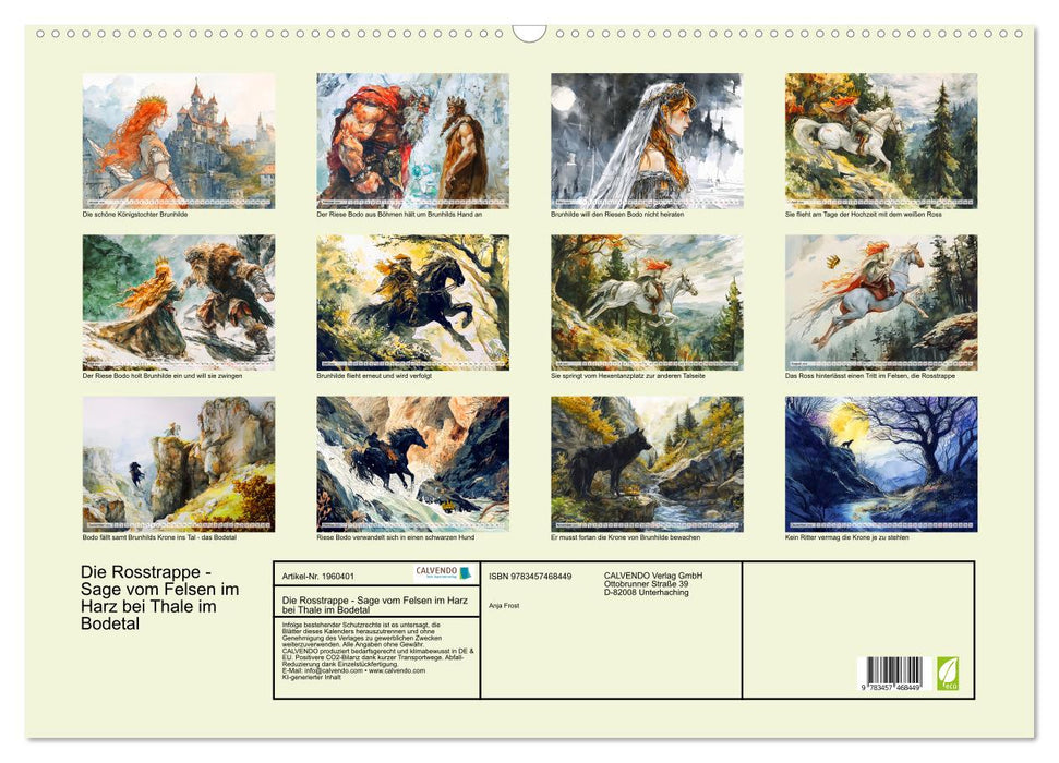 Die Rosstrappe - Sage vom Felsen im Harz bei Thale im Bodetal (CALVENDO Wandkalender 2026)